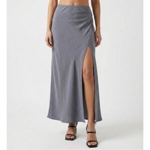 Topshop Twist Front Maxi Skirt 6 NWT Chic Gray Soft Touch 90s Minimalist Slit